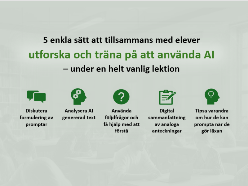 5 enkla sätt att tillsammans med elever utforska och träna på att använda AI – under en helt vanlig&nbsp;lektion