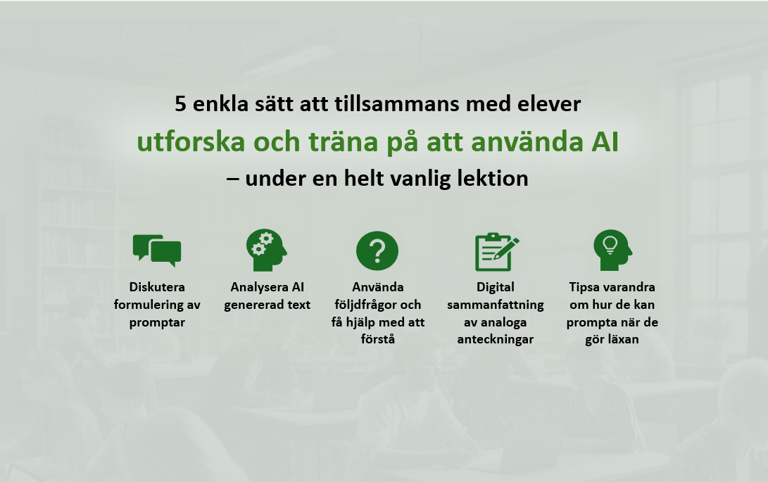 5 enkla sätt att tillsammans med elever utforska och träna på att använda AI – under en helt vanlig&nbsp;lektion