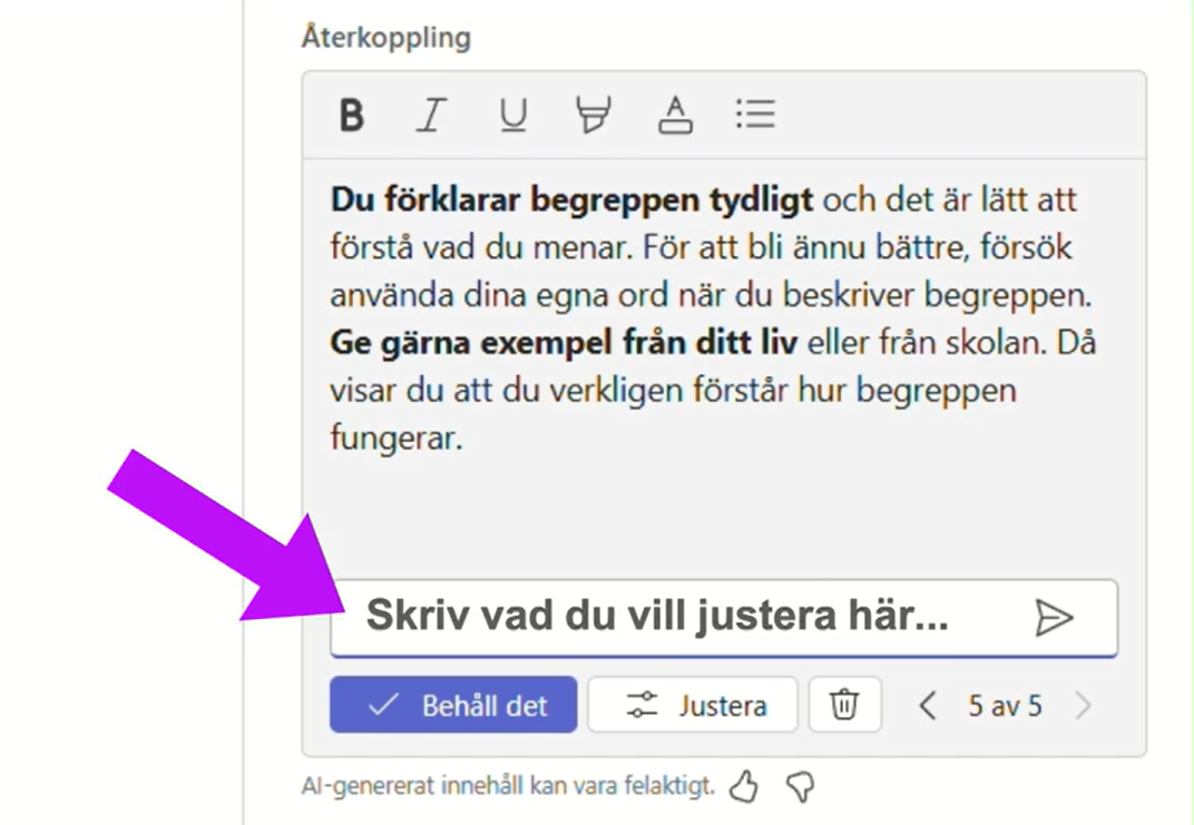 Risker med att använda ny AI tjänst för att förbättra sin feedback till elever